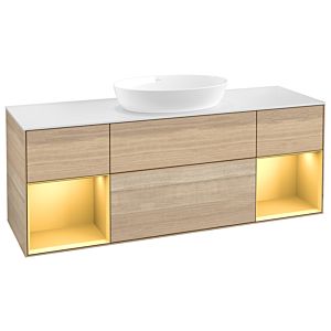 Villeroy and Boch Finion Villeroy and Boch Finion FD01HFPC 120cm, cover plate white matt, shelves gold matt lacquer, Oak Veneer