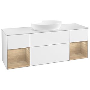 Villeroy et Boch Finion Villeroy et Boch FD01PCGF 120cm, plaque de recouvrement blanc mat, étagères Oak Veneer , laqué blanc brillant