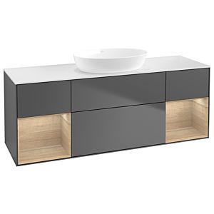 Villeroy und Boch Finion Waschtischunterschrank FD01PCGK 120cm, Abdeckplatte white matt, Regale Oak Veneer, Anthracite matt