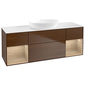 Villeroy und Boch Finion Waschtischunterschrank FD01PCGN 120cm, Abdeckplatte white matt, Regale Oak Veneer, Walnut veneer