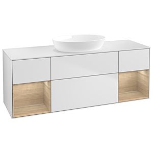 Villeroy et Boch Finion Villeroy et Boch FD01PCMT 120cm, plaque de recouvrement blanc mat, étagères Oak Veneer , laqué blanc mat