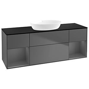 Villeroy und Boch Finion Waschtischunterschrank FD02GKGK 120cm, Abdeckplatte black matt, Regale Anthracite matt lacquer, Anthracite matt