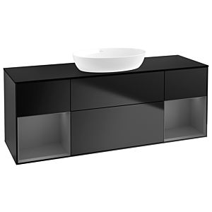Villeroy und Boch Finion Waschtischunterschrank FD02GKPD 120cm, Abdeckplatte black matt, Regale Anthracite matt lacquer, Black matt lacquer