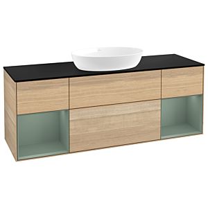 Villeroy and Boch Finion Villeroy and Boch Finion FD02GMPC 120cm, cover plate black matt, shelves olive matt lacquer, Oak Veneer