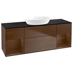 Villeroy et Boch Finion FD02GNGN 120cm, plaque de recouvrement noir mat, étagères Walnut Veneer , placage Walnut Veneer