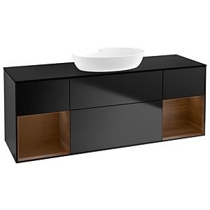 Villeroy et Boch Finion FD02GNPD 120cm, plaque de recouvrement noir mat, étagères Walnut Veneer , laqué noir mat