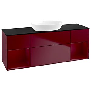 Villeroy und Boch Finion Waschtischunterschrank FD02HBHB 120cm, Abdeckplatte black matt, Regale Peony matt lacquer, Peony Matt