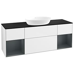 Villeroy et Boch Finion Villeroy et Boch FD02HGGF 120cm, plaque de recouvrement noir mat, étagères laqué mat minuit, laqué blanc brillant