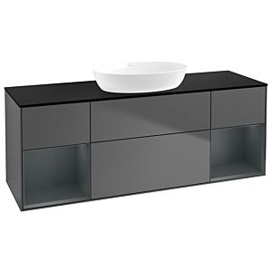 Villeroy et Boch Finion Villeroy et Boch FD02HGGK 120cm, plaque de recouvrement noir mat, étagères laqué mat Midnight, anthracite mat