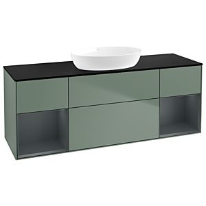 Villeroy et Boch Finion Villeroy et Boch FD02HGGM 120cm, plaque de recouvrement noir mat, étagères laqué mat Midnight, Olive Matt Lacquer