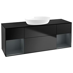 Villeroy und Boch Finion Waschtischunterschrank FD02HGPD 120cm, Abdeckplatte black matt, Regale Midnight matt lacquer, Black matt lacquer
