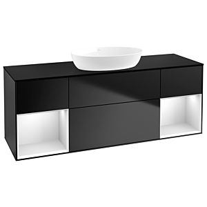 Villeroy und Boch Finion Waschtischunterschrank FD02MTPD 120cm, Abdeckplatte black matt, Regale White matt lacquer, Black matt lacquer