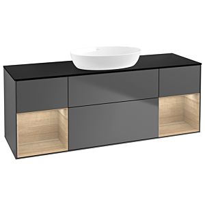 Villeroy et Boch Finion Villeroy et Boch FD02PCGK 120cm, plaque de recouvrement noir mat, étagères Oak Veneer , anthracite mat