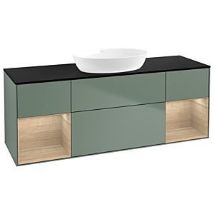 Villeroy et Boch Finion Villeroy et Boch FD02PCGM 120cm, plaque de recouvrement noir mat, étagères Oak Veneer , Olive Matt Lacquer