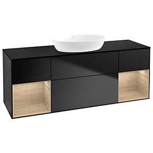 Villeroy et Boch Finion Villeroy et Boch FD02PCPD 120cm, plaque de recouvrement noir mat, étagères Oak Veneer , laqué noir mat