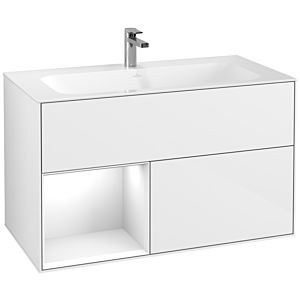 Villeroy et Boch Finion Villeroy et Boch G030GFGF 99,6x59,1cm, éclairage mural, étagère à gauche Laque blanc brillant, Laque blanc brillant