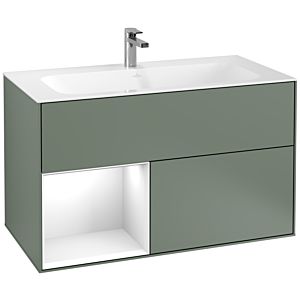 Villeroy and Boch Finion Villeroy and Boch Finion G030GFGM 99.6x59.1cm, wall lighting, shelf on the left Glossy white lacquer, Olive Matt Lacquer