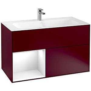 Villeroy et Boch Finion Villeroy et Boch G030GFHB 99,6x59,1cm, éclairage mural, étagère à gauche Laque blanc brillant, Peony Matt