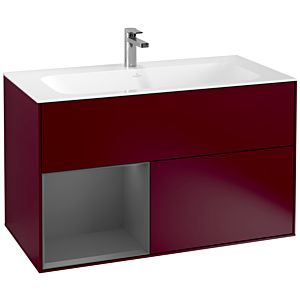 Villeroy et Boch Finion Villeroy et Boch G030GKHB 99,6x59,1cm, éclairage mural, étagère gauche anthracite mat, Peony Matt