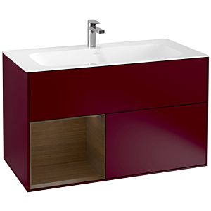 Villeroy et Boch Finion Villeroy et Boch G030GNHB 99,6x59,1cm, éclairage mural, étagère à gauche placage noyer, Peony Matt