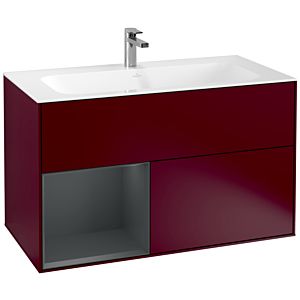 Villeroy und Boch Finion Waschtischunterschrank G030HGHB 99,6x59,1cm, Wandbeleuchtung, Regal links Midnight Blue Matt Lacquer, Peony Matt