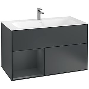 Villeroy und Boch Finion Waschtischunterschrank G030HGHG 99,6x59,1cm, Wandbeleuchtung, Regal links Midnight Blue Matt Lacquer, Midnight Blue Matt Lacquer