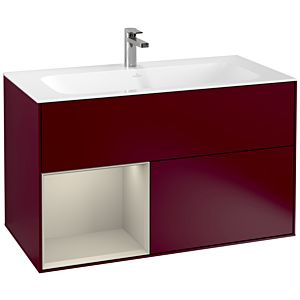 Villeroy und Boch Finion Waschtischunterschrank G030HHHB 99,6x59,1cm, Wandbeleuchtung, Regal links Sand Matt Lacquer, Peony Matt
