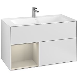 Villeroy et Boch Finion Villeroy et Boch G030HHMT 99,6x59,1cm, éclairage mural, étagère à gauche Sand Matt Lacquer , laqué blanc mat
