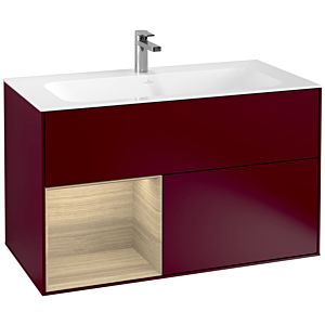 Villeroy und Boch Finion Waschtischunterschrank G030PCHB 99,6x59,1cm, Wandbeleuchtung, Regal links Oak Veneer, Peony Matt