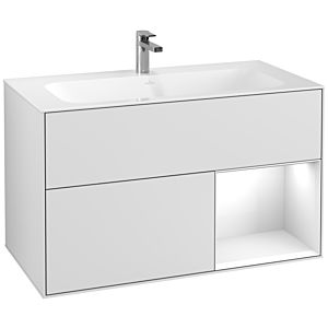 Villeroy und Boch Finion Waschtischunterschrank G040GFMT 99,6x59,1cm, Emotion, Regal rechts Glossy white lacquer, White matt lacquer