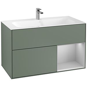 Villeroy and Boch Finion Villeroy and Boch Finion G040GJGM 99.6x59.1cm, Emotion, shelf on the right light gray matt, Olive Matt Lacquer