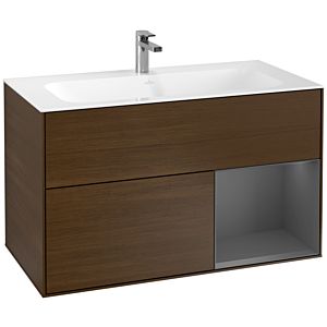 Villeroy et Boch Finion Villeroy et Boch G040GKGN 99,6x59,1cm, Emotion, étagère à droite Anthracite mat, placage noyer