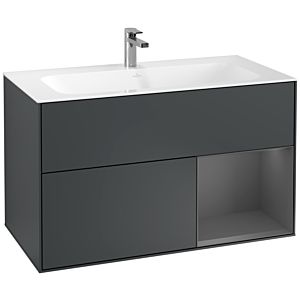 Villeroy und Boch Finion Waschtischunterschrank G040GKHG 99,6x59,1cm, Emotion, Regal rechts Anthracite matt, Midnight Blue Matt Lacquer