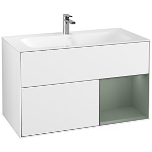 Villeroy et Boch Finion Villeroy et Boch G040GMGF 99,6x59,1cm, Emotion, étagère à droite Olive Matt Lacquer , Laque blanc brillant