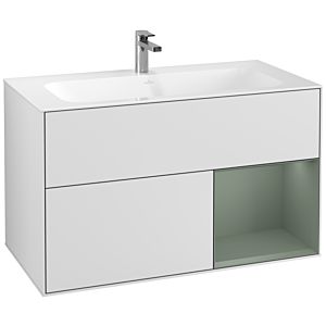 Villeroy et Boch Finion Villeroy et Boch G040GMMT 99,6x59,1cm, Emotion, étagère à droite Olive Matt Lacquer , laqué blanc mat