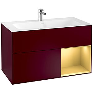 Villeroy und Boch Finion Waschtischunterschrank G040HFHB 99,6x59,1cm, Emotion, Regal rechts Gold matt, Peony Matt