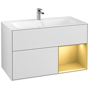 Villeroy und Boch Finion Waschtischunterschrank G040HFMT 99,6x59,1cm, Emotion, Regal rechts Gold matt, White matt lacquer