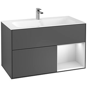 Villeroy and Boch Finion Villeroy and Boch Finion G040MTGK 99.6x59.1cm, Emotion, shelf on the right white matt lacquer, anthracite matt