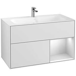 Villeroy und Boch Finion Waschtischunterschrank G040MTMT 99,6x59,1cm, Emotion, Regal rechts White matt lacquer, White matt lacquer