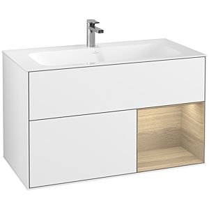 Villeroy et Boch Finion Villeroy et Boch G040PCGF 99,6x59,1cm, Emotion, étagère à droite Oak Veneer , Laque blanc brillant
