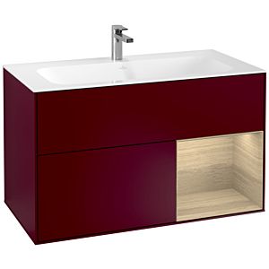 Villeroy und Boch Finion Waschtischunterschrank G040PCHB 99,6x59,1cm, Emotion, Regal rechts Oak Veneer, Peony Matt