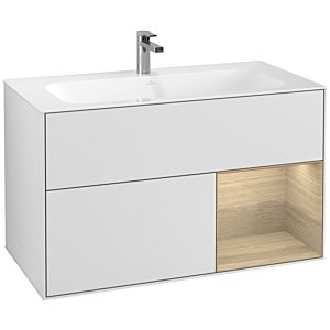 Villeroy und Boch Finion Waschtischunterschrank G040PCMT 99,6x59,1cm, Emotion, Regal rechts Oak Veneer, White matt lacquer