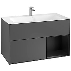 Villeroy and Boch Finion Villeroy and Boch Finion G040PDGK 99.6x59.1cm, Emotion, shelf on the right Black matt lacquer, Anthracite matt