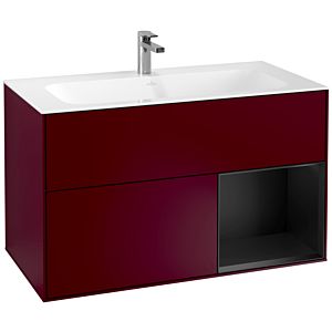 Villeroy et Boch Finion Villeroy et Boch G040PDHB 99,6x59,1cm, Emotion, étagère à droite Laque noire mate, Peony Matt