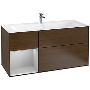 Villeroy und Boch Finion Waschtischunterschrank G060GJGN 119,6x59,1cm, Emotion, Regal links Light grey matt, Walnut veneer