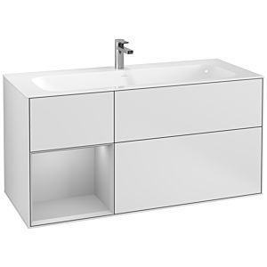 Villeroy et Boch Finion Villeroy et Boch G060GJMT 119,6x59,1cm, Emotion, étagère à gauche gris clair mat, laqué blanc mat