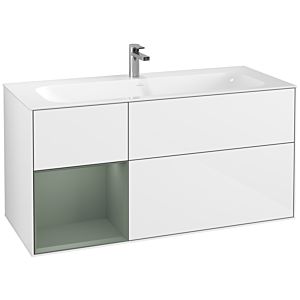 Villeroy und Boch Finion Waschtischunterschrank G060GMGF 119,6x59,1cm, Emotion, Regal links Olive Matt Lacquer, Glossy white lacquer