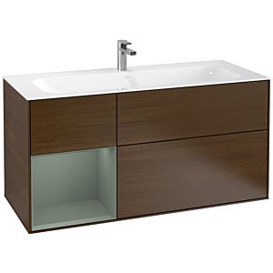 Villeroy und Boch Finion Waschtischunterschrank G060GMGN 119,6x59,1cm, Emotion, Regal links Olive Matt Lacquer, Walnut veneer