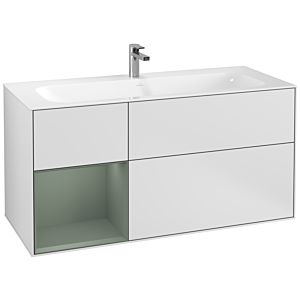 Villeroy und Boch Finion Waschtischunterschrank G060GMMT 119,6x59,1cm, Emotion, Regal links Olive Matt Lacquer, White matt lacquer