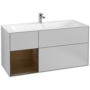 Villeroy und Boch Finion Waschtischunterschrank G060GNGJ 119,6x59,1cm, Emotion, Regal links Walnut veneer, Light grey matt